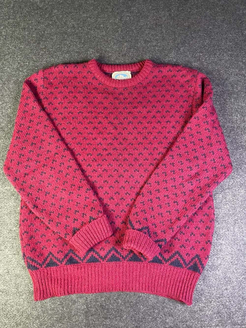 Environmental Clothing Co Wool Sweater Size Large Red Patterned